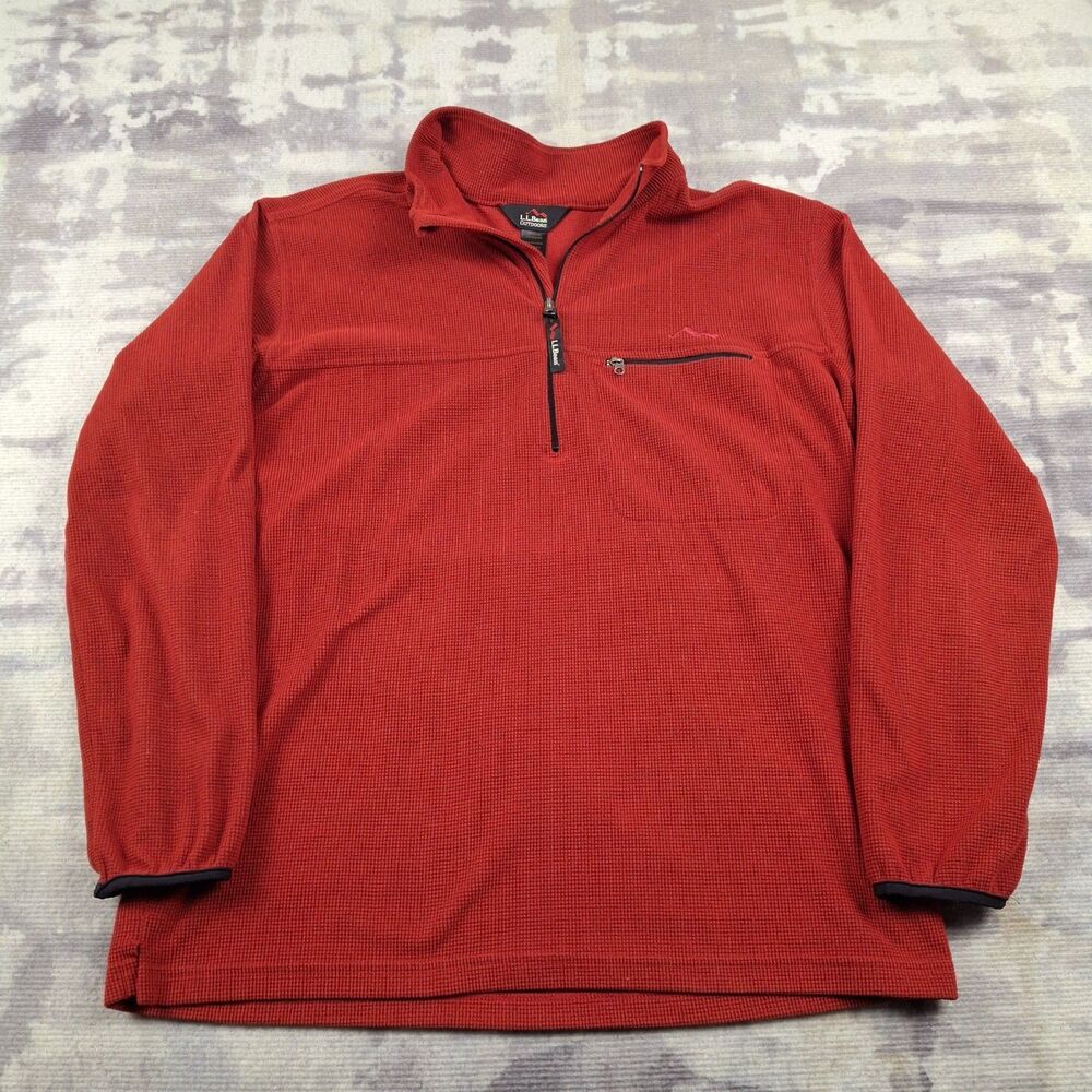 Vintage, 90s, LL Bean Outdoors, Grid Fleece, Waffle, USA Made, Mens Medium, Red,